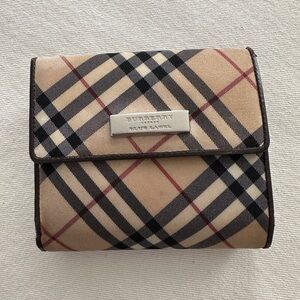 Burberry Beige and Black Plaid Wallet